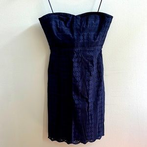 J. Crew Strapless Navy Eyelet Dress - size 2